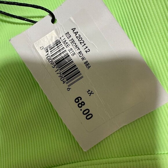 ALL ACCESS X BANDIER Womens Size 1X Lime Green Sport Rib Front Row Bra NWT - Picture 5 of 5